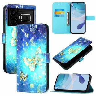 For Realme GT5 / GT5 240W 3D Painting Horizontal Flip Leather Phone Case(Golden Butterfly)