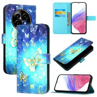 For Realme 13 Pro 5G / 13 Pro+ 5G 3D Painting Horizontal Flip Leather Phone Case(Golden Butterfly)