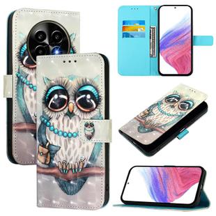 For Realme 13 Pro 5G / 13 Pro+ 5G 3D Painting Horizontal Flip Leather Phone Case(Grey Owl)