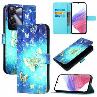 For Realme Note 60 4G Global 3D Painting Horizontal Flip Leather Phone Case(Golden Butterfly)