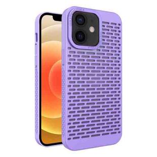 For iPhone 12 Hollow Heat Dissipation TPU Phone Case(Purple)