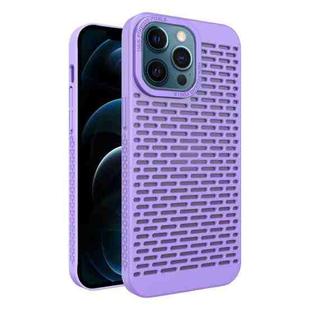 For iPhone 12 Pro Max Hollow Heat Dissipation TPU Phone Case(Purple)