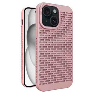 For iPhone 15 Plus Hollow Heat Dissipation TPU Phone Case(Pink)