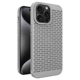 For iPhone 15 Pro Max Hollow Heat Dissipation TPU Phone Case(Grey)