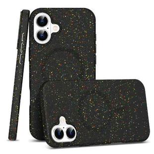 For iPhone 16 Colorful Frosted Magsafe PC Hybrid TPU Phone Case(Black)