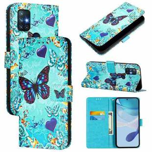 For OnePlus Nord N10 5G Colored Drawing Pattern Plain Weave Leather Phone Case(Caring Butterfly)