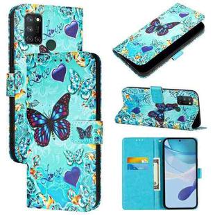 For Realme C17 / 7i Colored Drawing Pattern Plain Weave Leather Phone Case(Caring Butterfly)