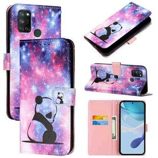 For Realme C17 / 7i Colored Drawing Pattern Plain Weave Leather Phone Case(Baby Panda)