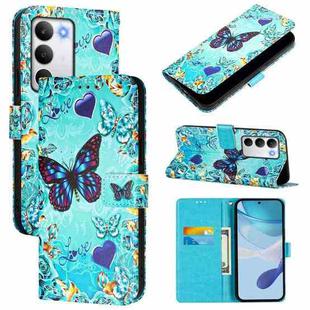 For Realme C71 4G Global Colored Drawing Pattern Plain Weave Leather Phone Case(Caring Butterfly)