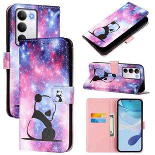 For Realme C71 4G Global Colored Drawing Pattern Plain Weave Leather Phone Case(Baby Panda)