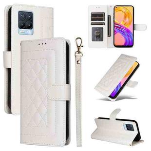 For Realme 8 4G / 8 Pro Diamond Lattice Leather Flip Phone Case(White)