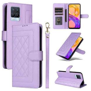 For Realme 8 4G / 8 Pro Diamond Lattice Leather Flip Phone Case(Light Purple)