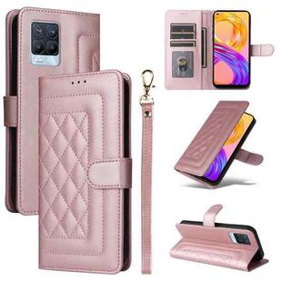 For Realme 8 4G / 8 Pro Diamond Lattice Leather Flip Phone Case(Rose Gold)