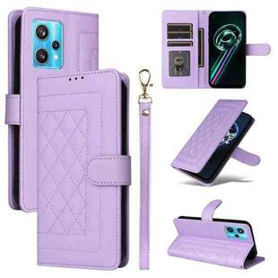 For Realme 9 Pro+ Diamond Lattice Leather Flip Phone Case(Light Purple)