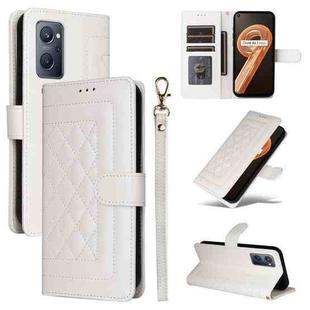 For Realme 9i / OPPO A36 / A96 Diamond Lattice Leather Flip Phone Case(White)