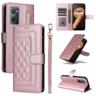 For Realme 9i / OPPO A36 / A96 Diamond Lattice Leather Flip Phone Case(Rose Gold)