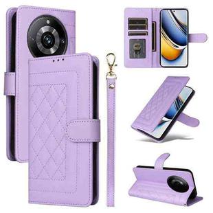For Realme 11 Pro+ Diamond Lattice Leather Flip Phone Case(Light Purple)
