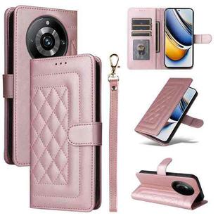 For Realme 11 Pro+ Diamond Lattice Leather Flip Phone Case(Rose Gold)