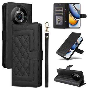For Realme 11 Pro+ Diamond Lattice Leather Flip Phone Case(Black)