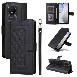 For vivo Y02 Diamond Lattice Leather Flip Phone Case(Black)