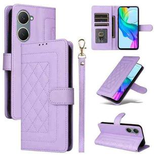 For vivo Y03 Diamond Lattice Leather Flip Phone Case(Light Purple)