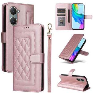 For vivo Y03 Diamond Lattice Leather Flip Phone Case(Rose Gold)