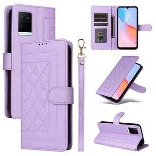 For vivo Y21 / Y33s Diamond Lattice Leather Flip Phone Case(Light Purple)