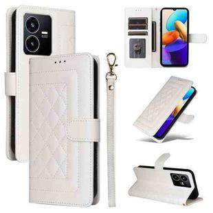 For vivo Y22s / Y35 Diamond Lattice Leather Flip Phone Case(White)