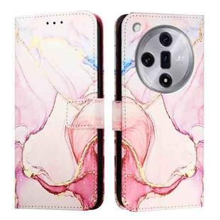 For OPPO Find X7 PT003 Marble Pattern Flip Leather Phone Case(Rose Gold)