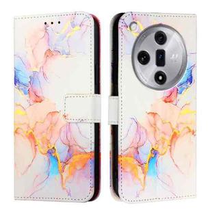 For OPPO Find X7 PT003 Marble Pattern Flip Leather Phone Case(Galaxy Marble White)