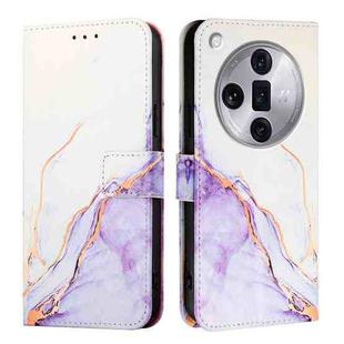 For OPPO Find X7 Ultra PT003 Marble Pattern Flip Leather Phone Case(White Purple)