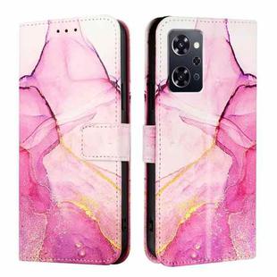 For OPPO Reno9 A JP Version PT003 Marble Pattern Flip Leather Phone Case(Pink Purple Gold)