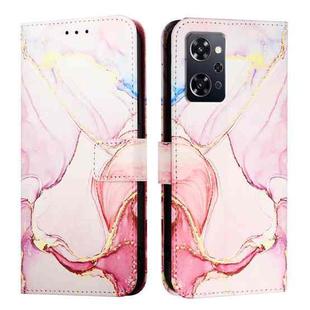 For OPPO Reno9 A JP Version PT003 Marble Pattern Flip Leather Phone Case(Rose Gold)