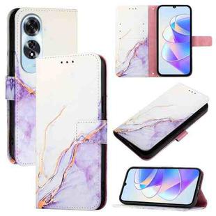 For OPPO A60 4G Global PT003 Marble Pattern Flip Leather Phone Case(White Purple)