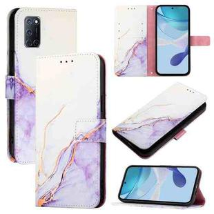 For OPPO A72 / A52 / A92 4G PT003 Marble Pattern Flip Leather Phone Case(White Purple)