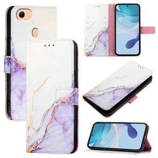 For OPPO F17 / A73 2020 4G Global PT003 Marble Pattern Flip Leather Phone Case(White Purple)