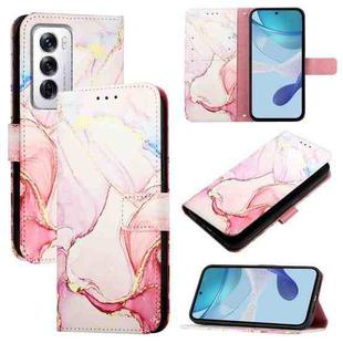 For OPPO Reno12 Global PT003 Marble Pattern Flip Leather Phone Case(Rose Gold)