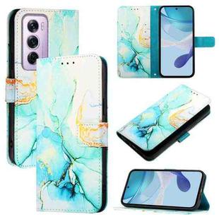 For OPPO Reno12 Pro Global PT003 Marble Pattern Flip Leather Phone Case(Green)