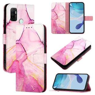 For OPPO A32 2020 4G / A53 2020 4G PT003 Marble Pattern Flip Leather Phone Case(Pink Purple Gold)