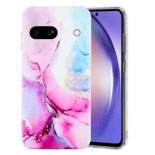 For Google Pixel 8A IMD Marble Pattern TPU Phone Case(Pink Blue)