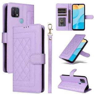 For OPPO A15 / A15s Diamond Lattice Leather Flip Phone Case(Light Purple)