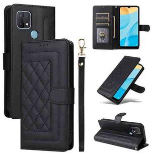 For OPPO A15 / A15s Diamond Lattice Leather Flip Phone Case(Black)