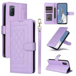 For OPPO A52 / A72 / A92 Diamond Lattice Leather Flip Phone Case(Light Purple)