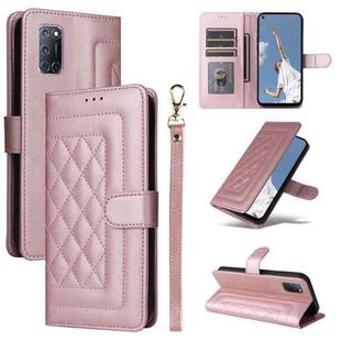 For OPPO A52 / A72 / A92 Diamond Lattice Leather Flip Phone Case(Rose Gold)