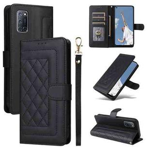 For OPPO A52 / A72 / A92 Diamond Lattice Leather Flip Phone Case(Black)