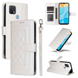 For OPPO A53 / A53s Diamond Lattice Leather Flip Phone Case(White)