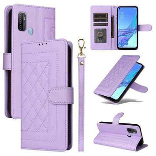 For OPPO A53 / A53s Diamond Lattice Leather Flip Phone Case(Light Purple)