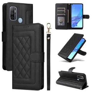 For OPPO A53 / A53s Diamond Lattice Leather Flip Phone Case(Black)