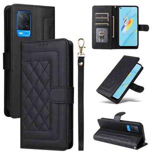 For OPPO A54 4G / A16 Diamond Lattice Leather Flip Phone Case(Black)