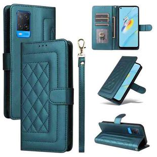 For OPPO A54 4G / A16 Diamond Lattice Leather Flip Phone Case(Green)